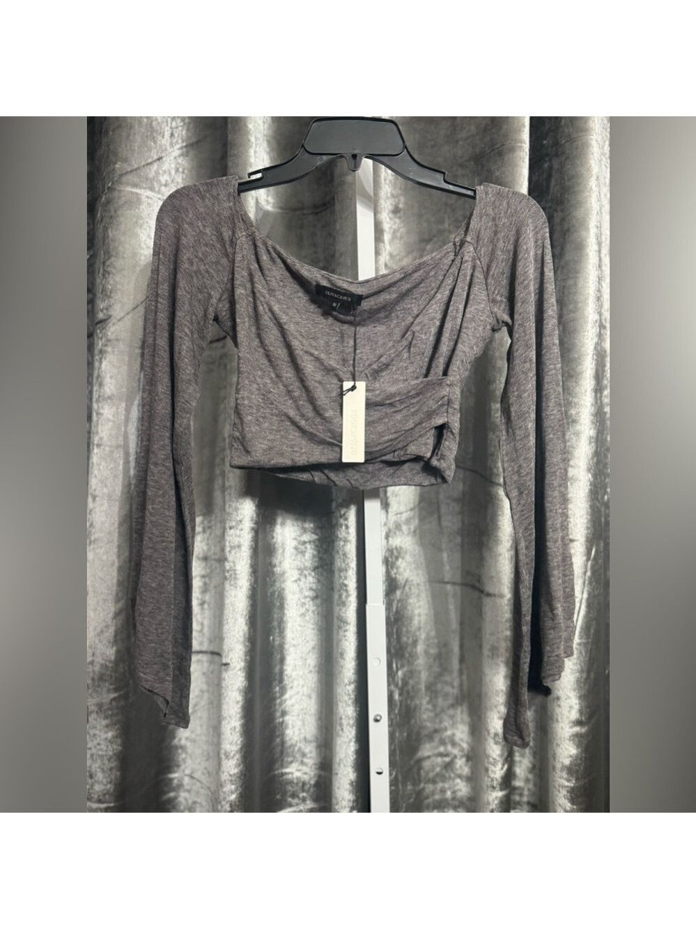 Olivaceous Gray Long Sleeve Crop Top NWT